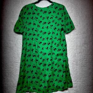 Zara Green Navy Floral V-Neck Button Mini Dress Work Casual Medium St.Patricks